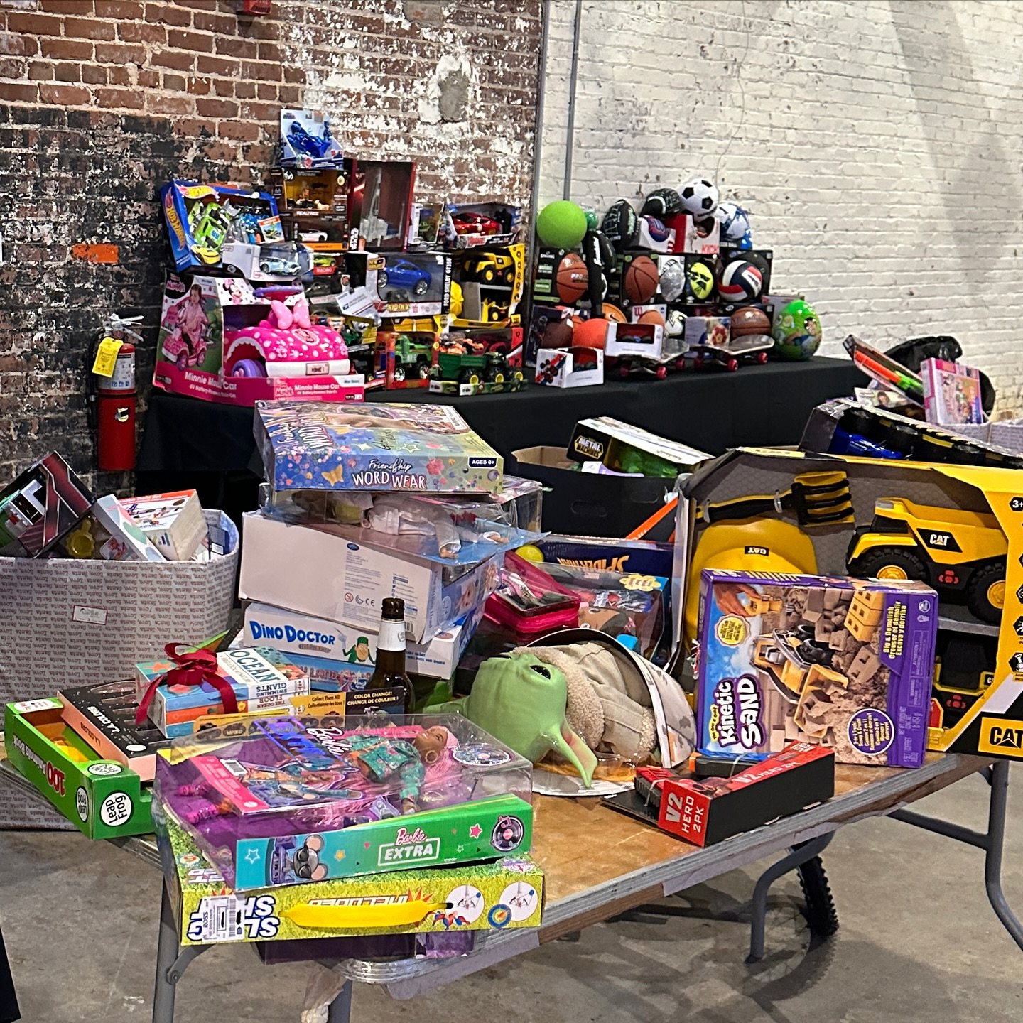 Toys collected for children at a community toy drive